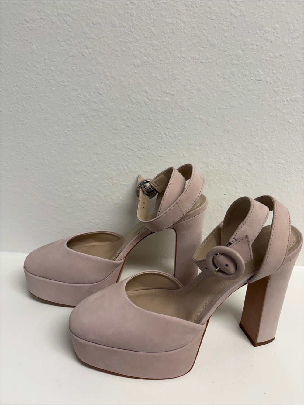 Saks Fifth Avenue Dusty Blush Platform Block Heel Sandals